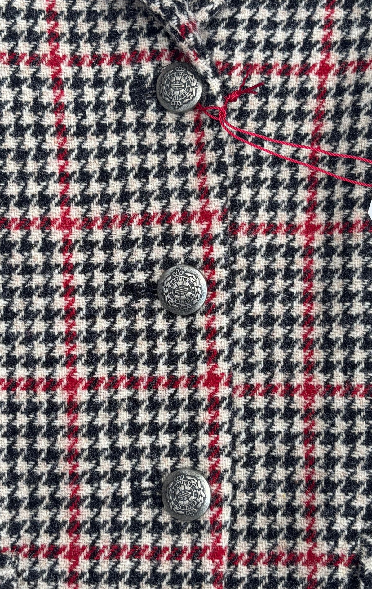 Harris Tweed Tailored Blazer in Black, White & Red