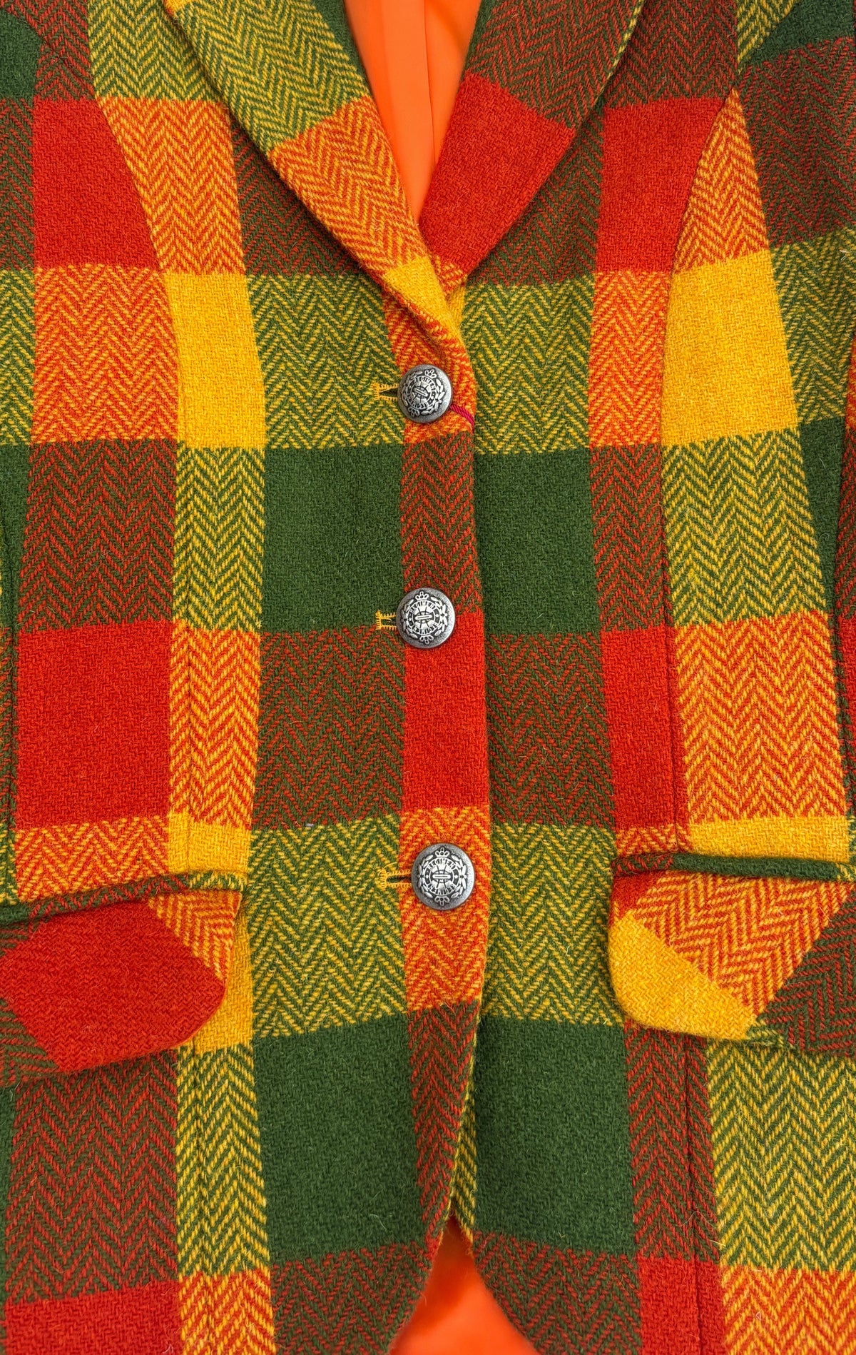 Harris Tweed Tailored Jacket in Orange, Olive & Mustard