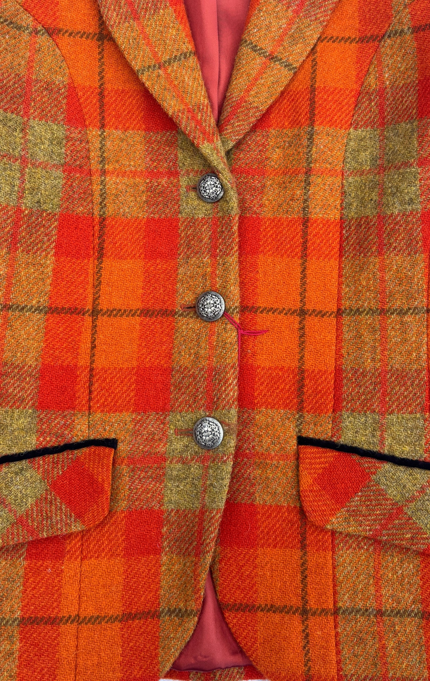 Harris Tweed Tailored Jacket in Orange Check