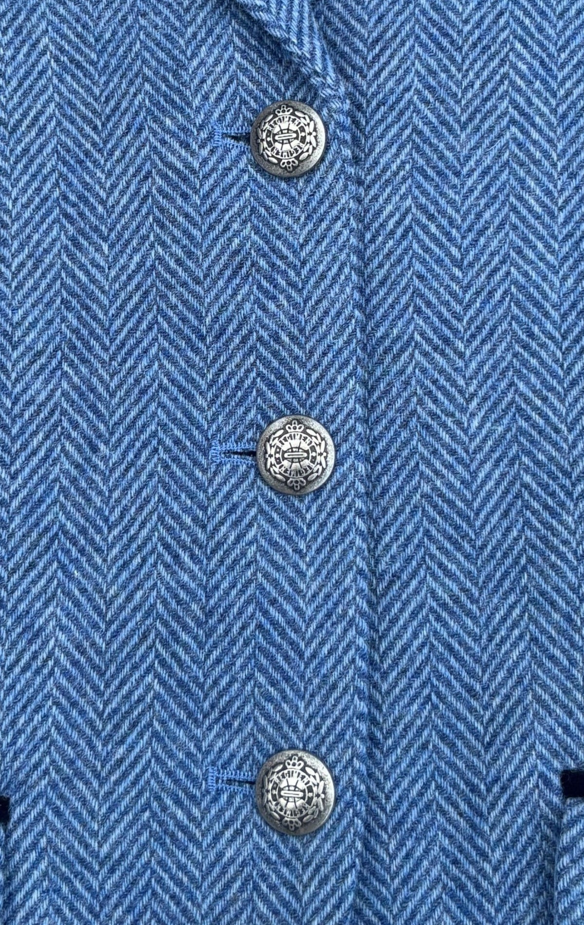 Herringbone Wool Tailored Jacket in Sky Blue
