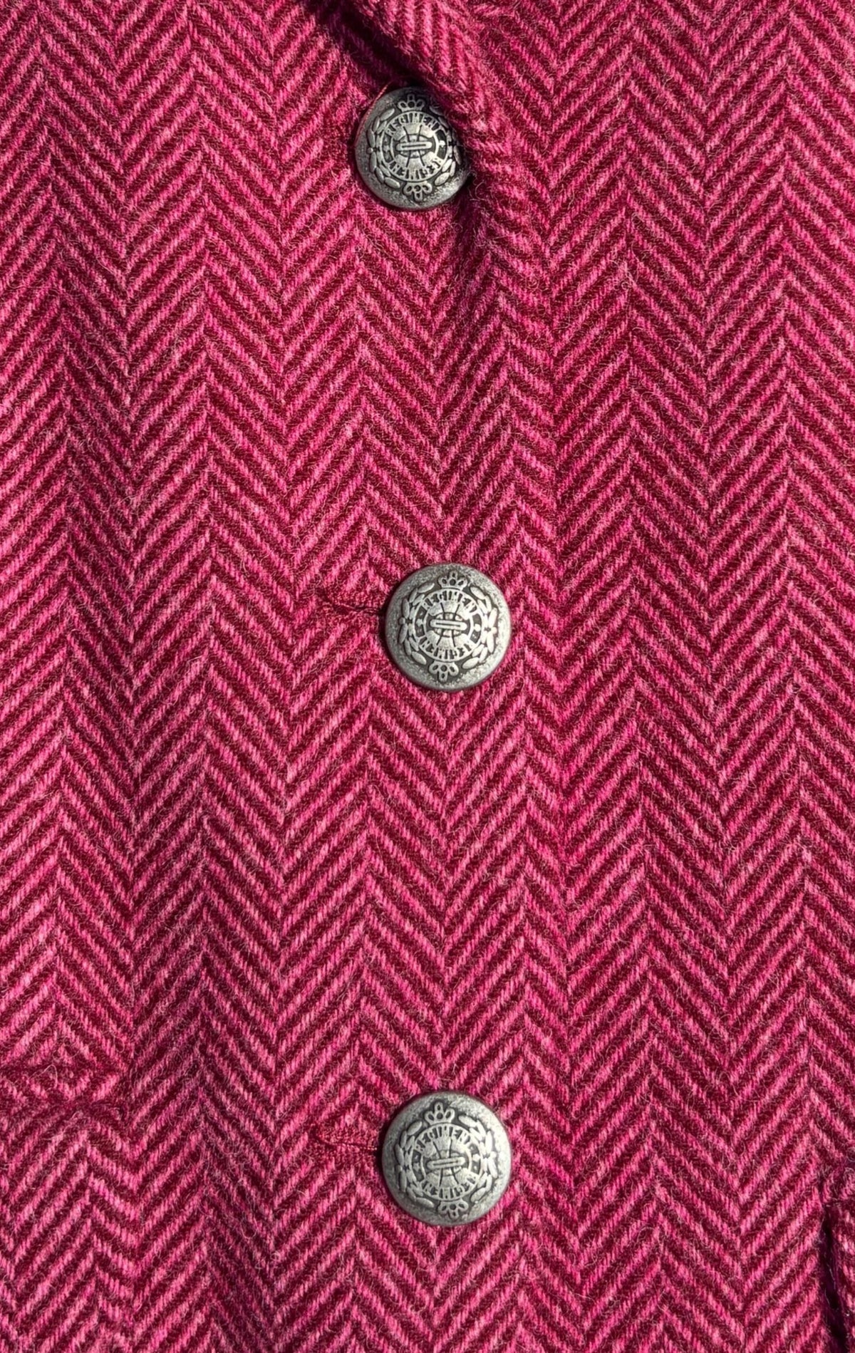 Herringbone Wool Tailored Jacket in Raspberry
