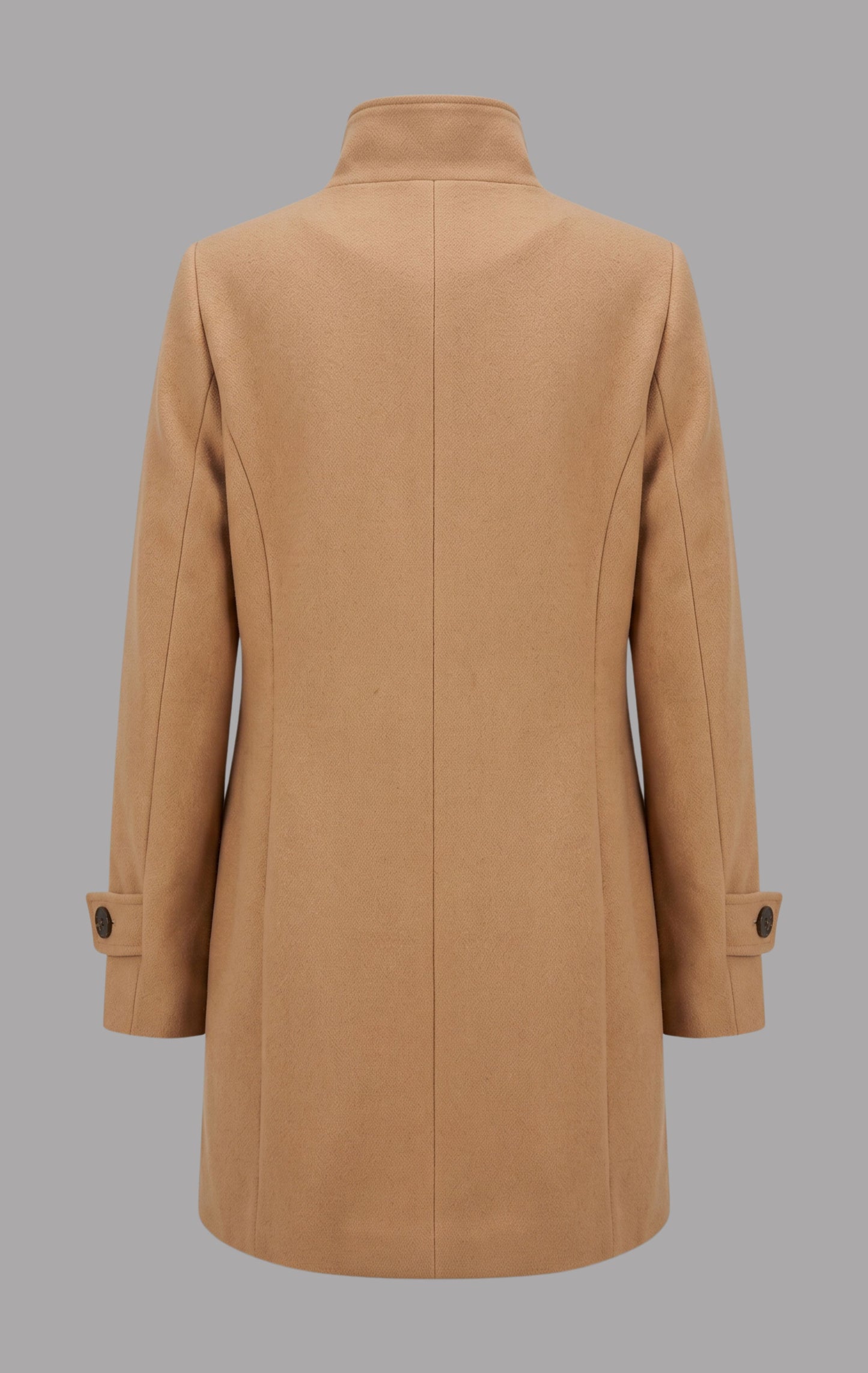 Wool & Cashmere Funnel Neck Coat in Camel