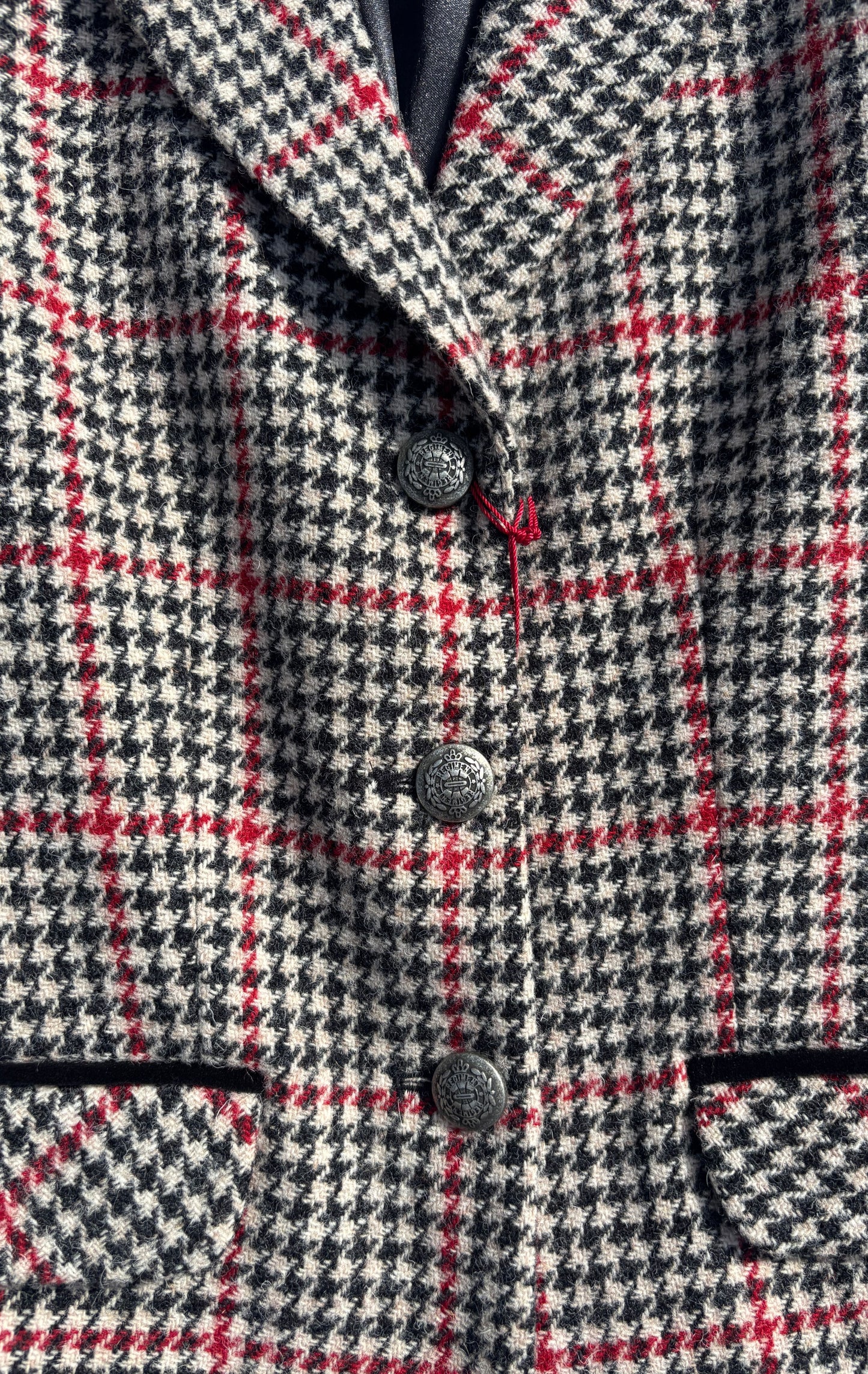 Harris Tweed Blazer in Black, White & Red