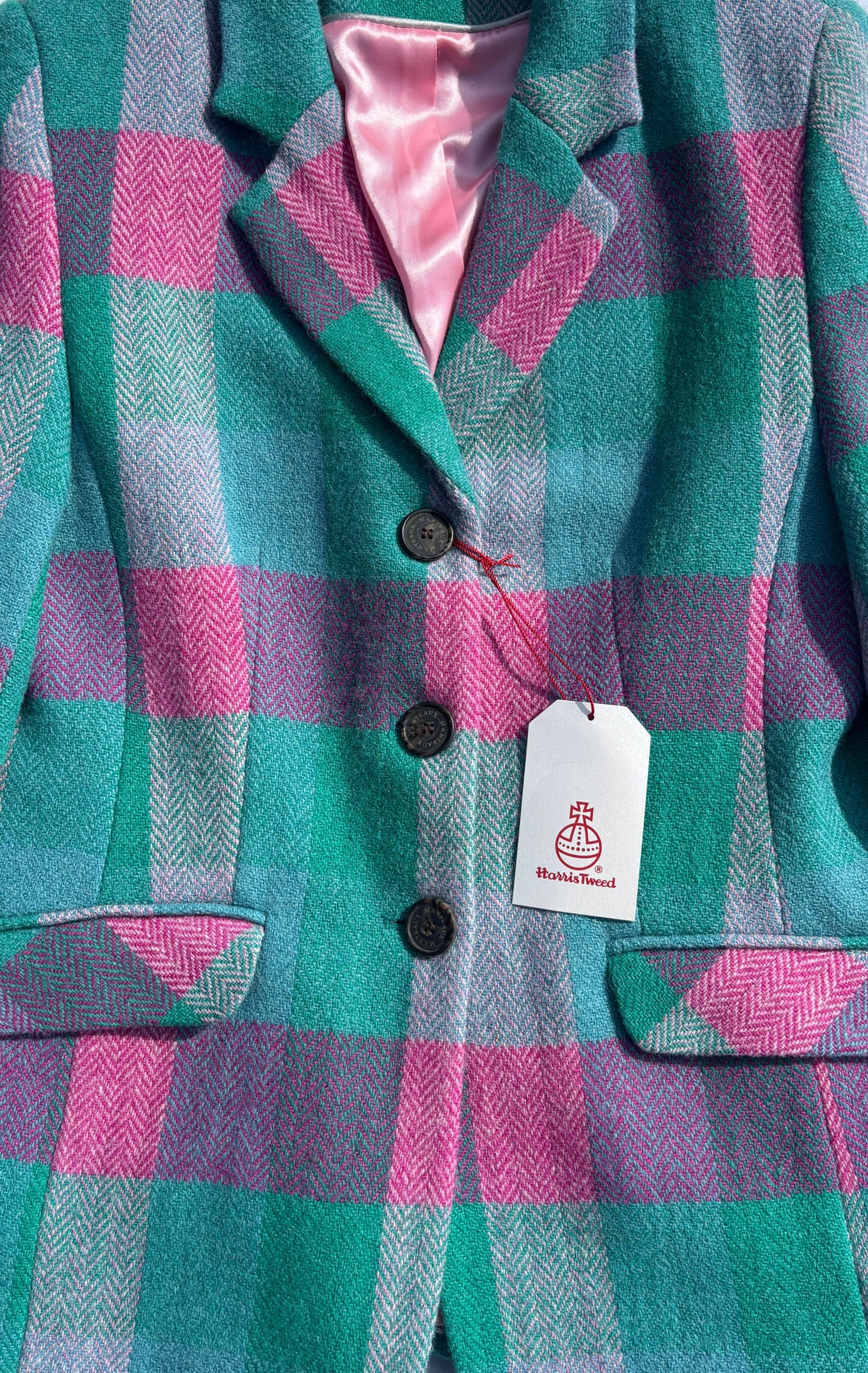 Harris Tweed Jacket in Cerise & Seagrass