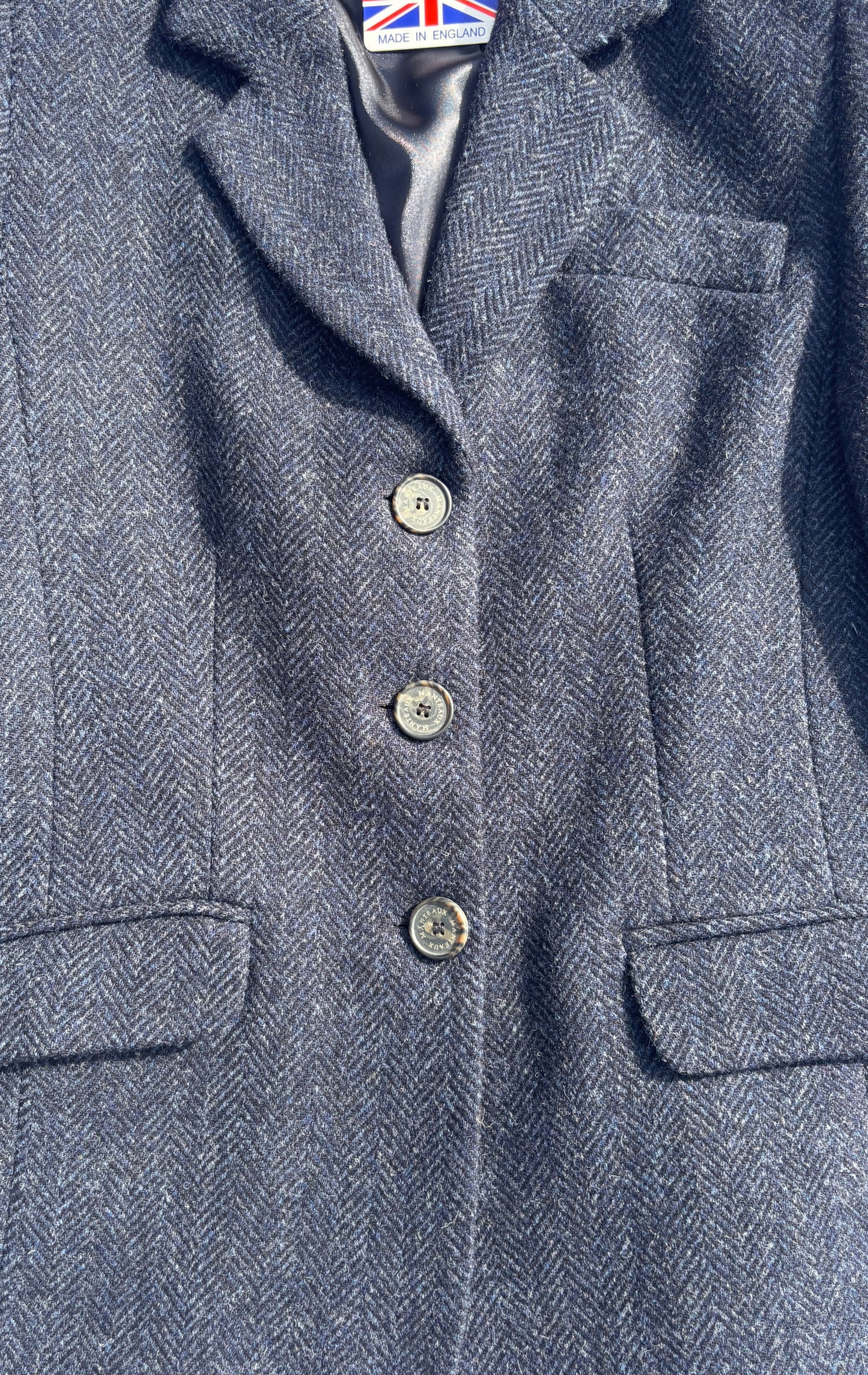 Herringbone Wool Jacket in Navy