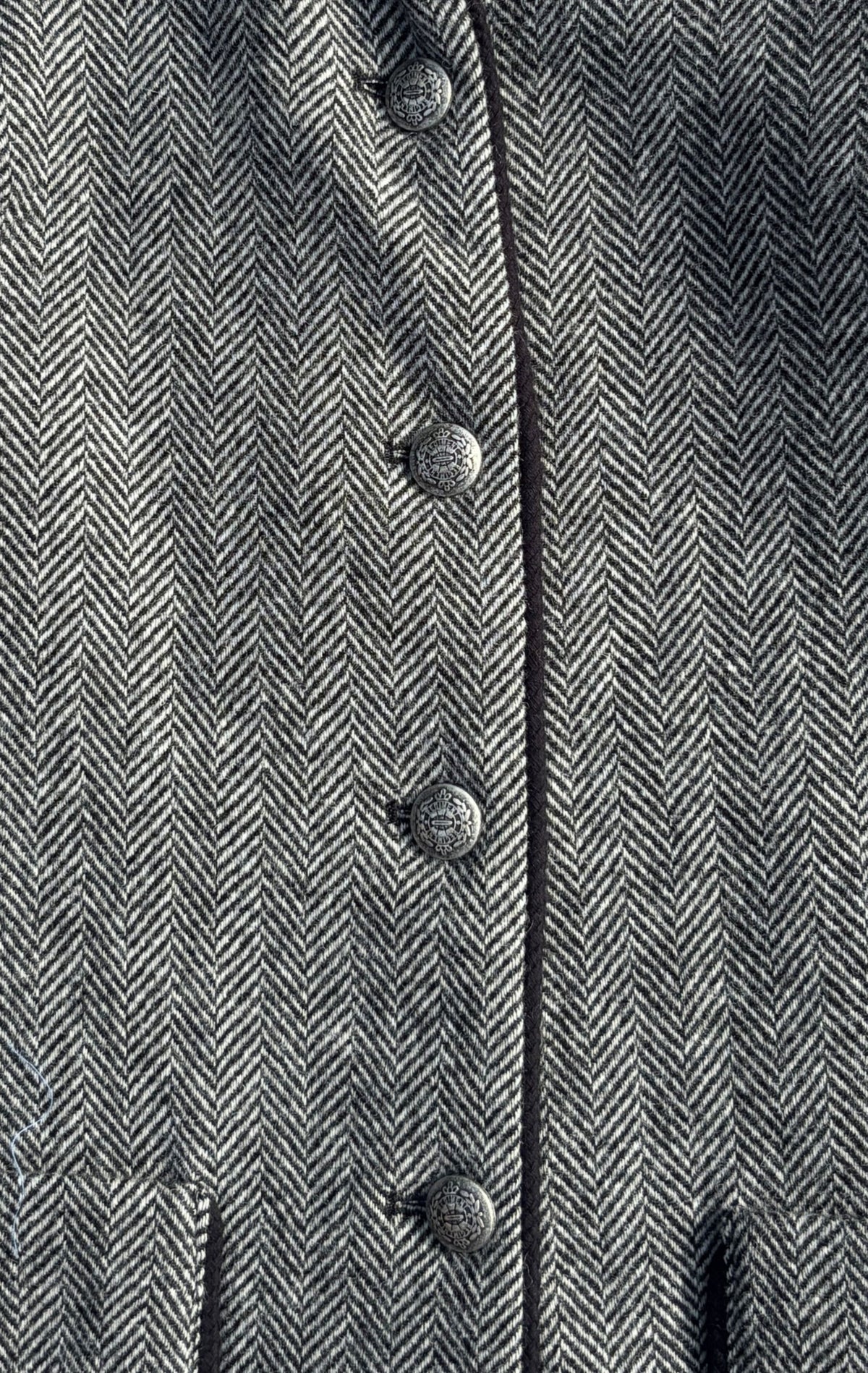 Herringbone Wool Iona Coat in Black & Grey