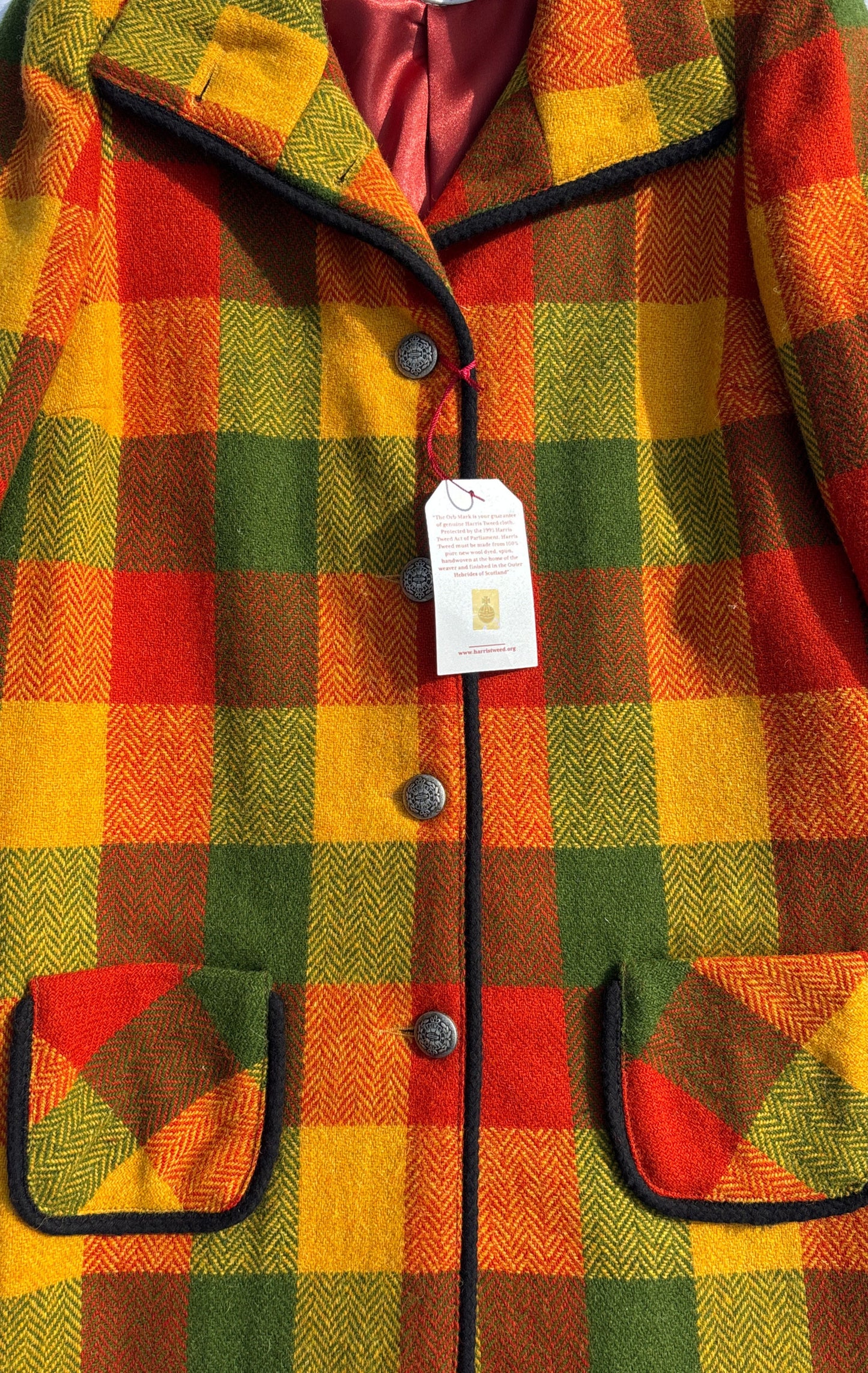 Harris Tweed Iona Coat in Orange, Olive & Mustard