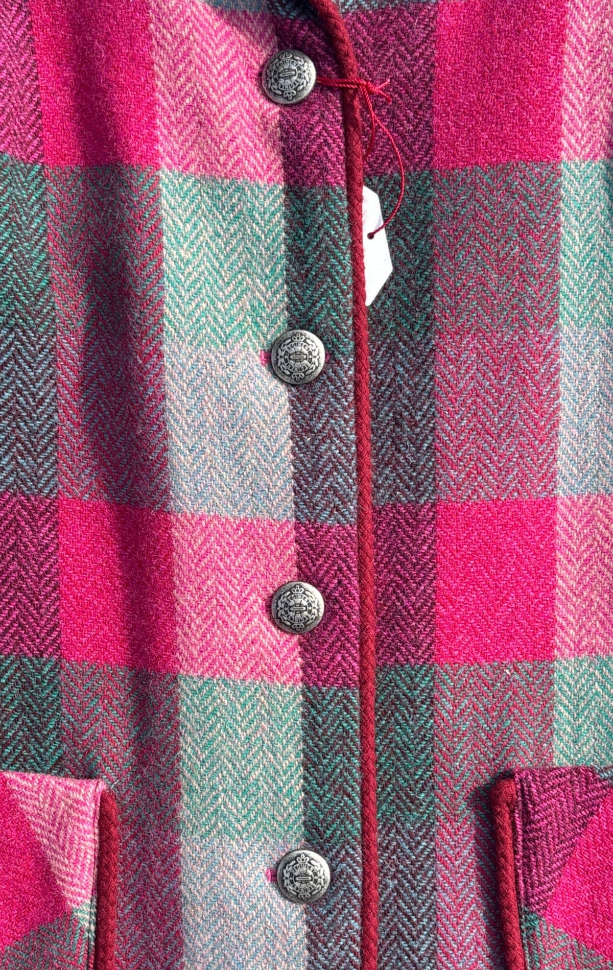 Harris Tweed Iona Coat in Cerise & Grey