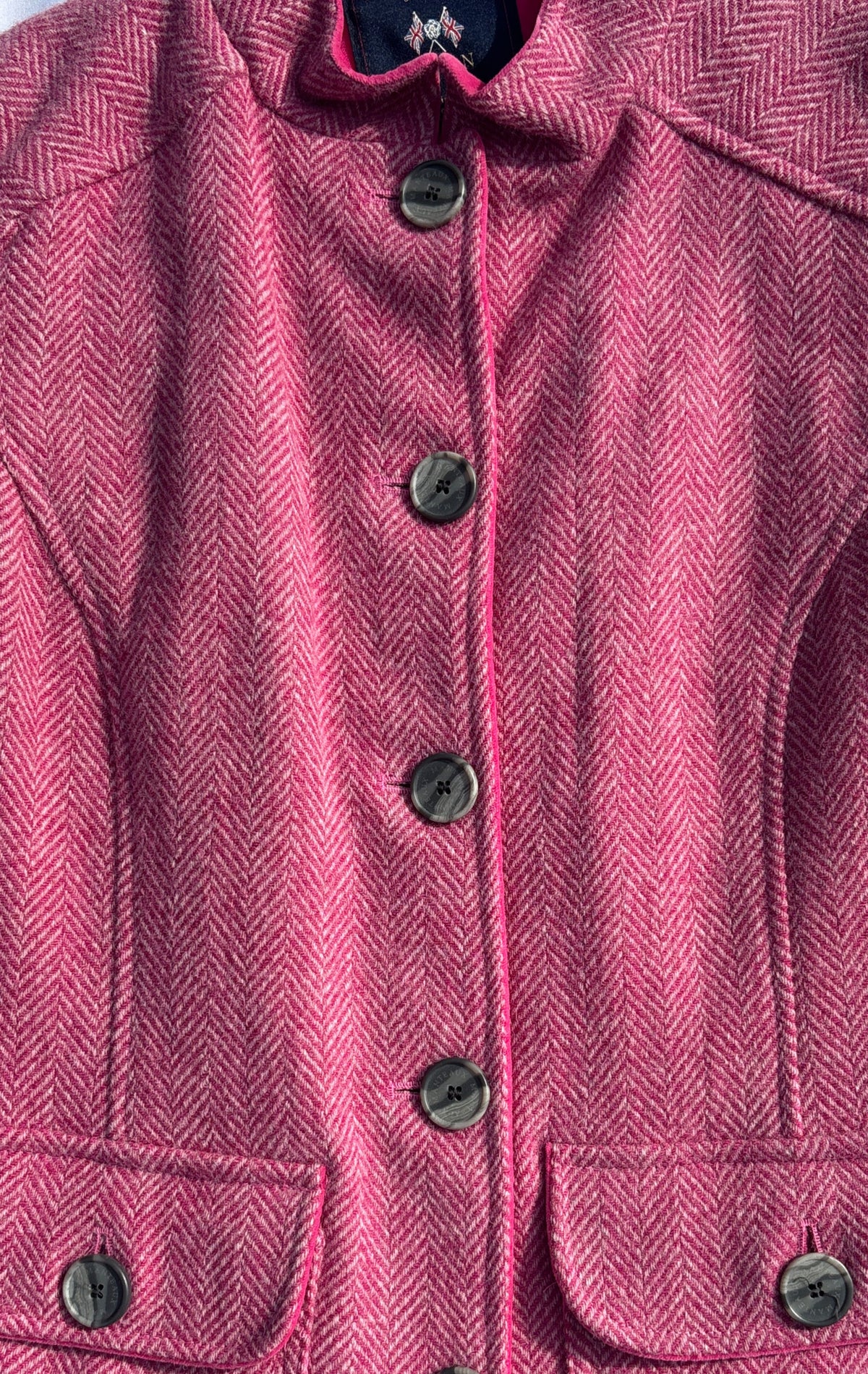 Herringbone Wool Gilet in Hot Pink