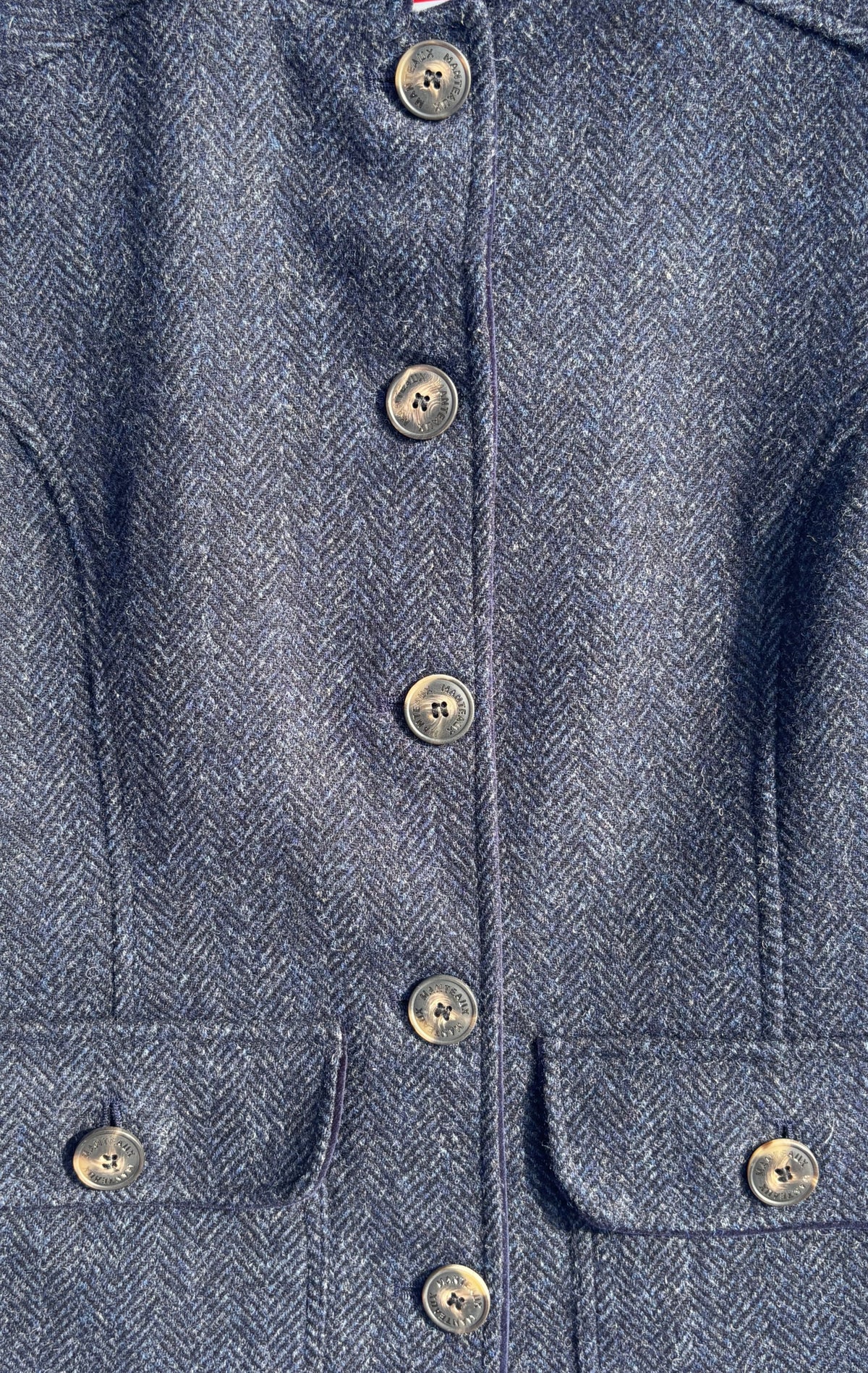 Herringbone Wool Gilet in Navy