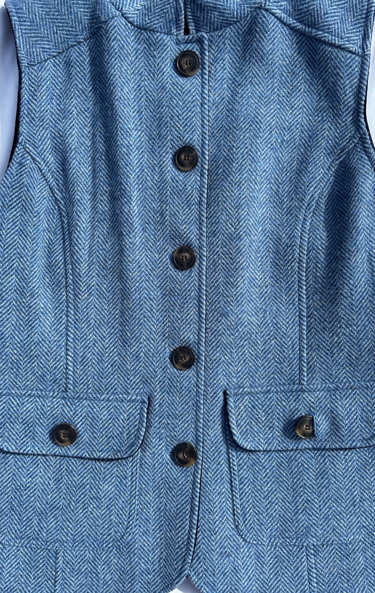 Herringbone Wool Gilet in Sky Blue