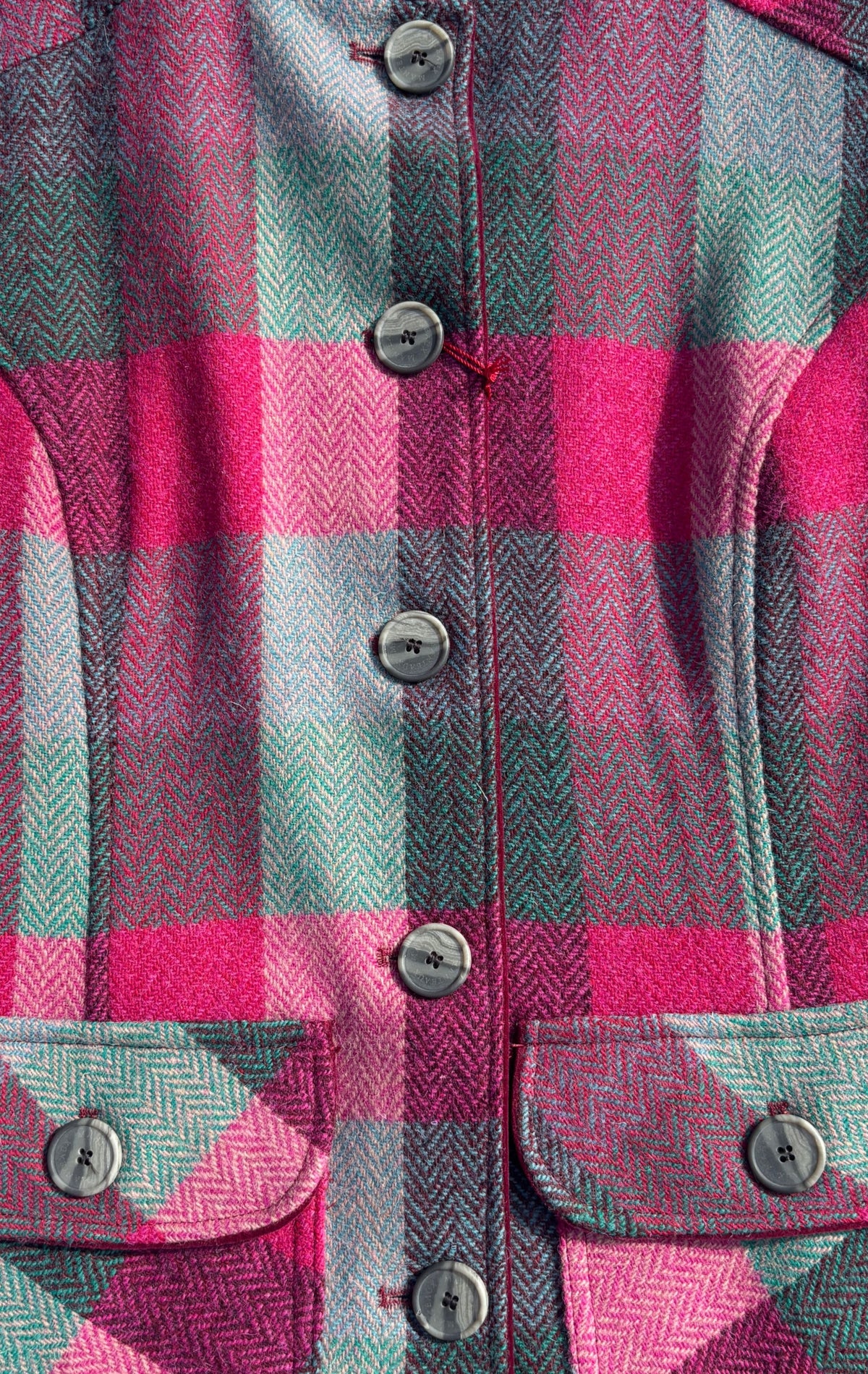 Harris Tweed Gilet in Cerise & Grey