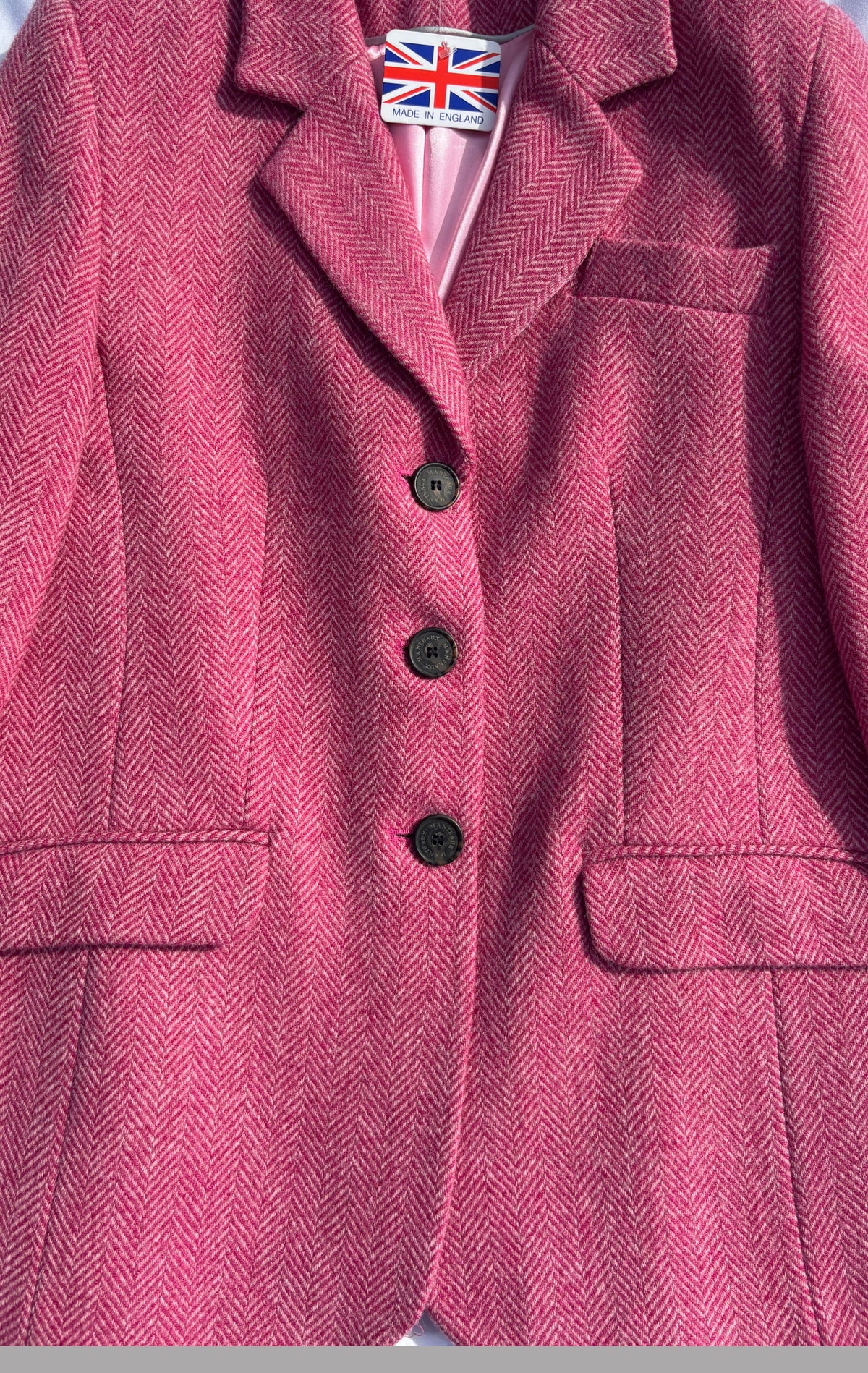 Herringbone Wool Jacket in Hot Pink