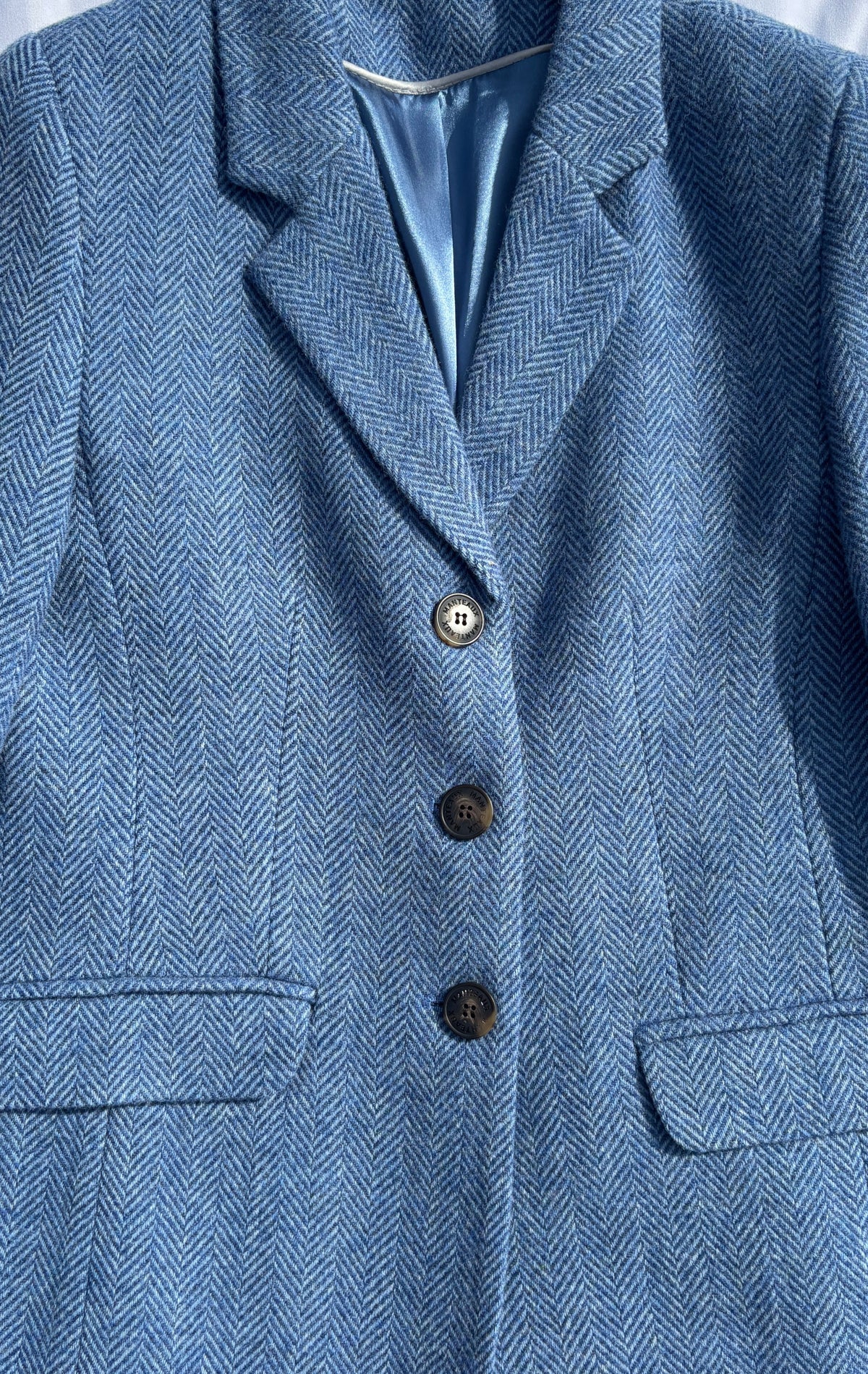 Herringbone Wool Jacket in Sky Blue