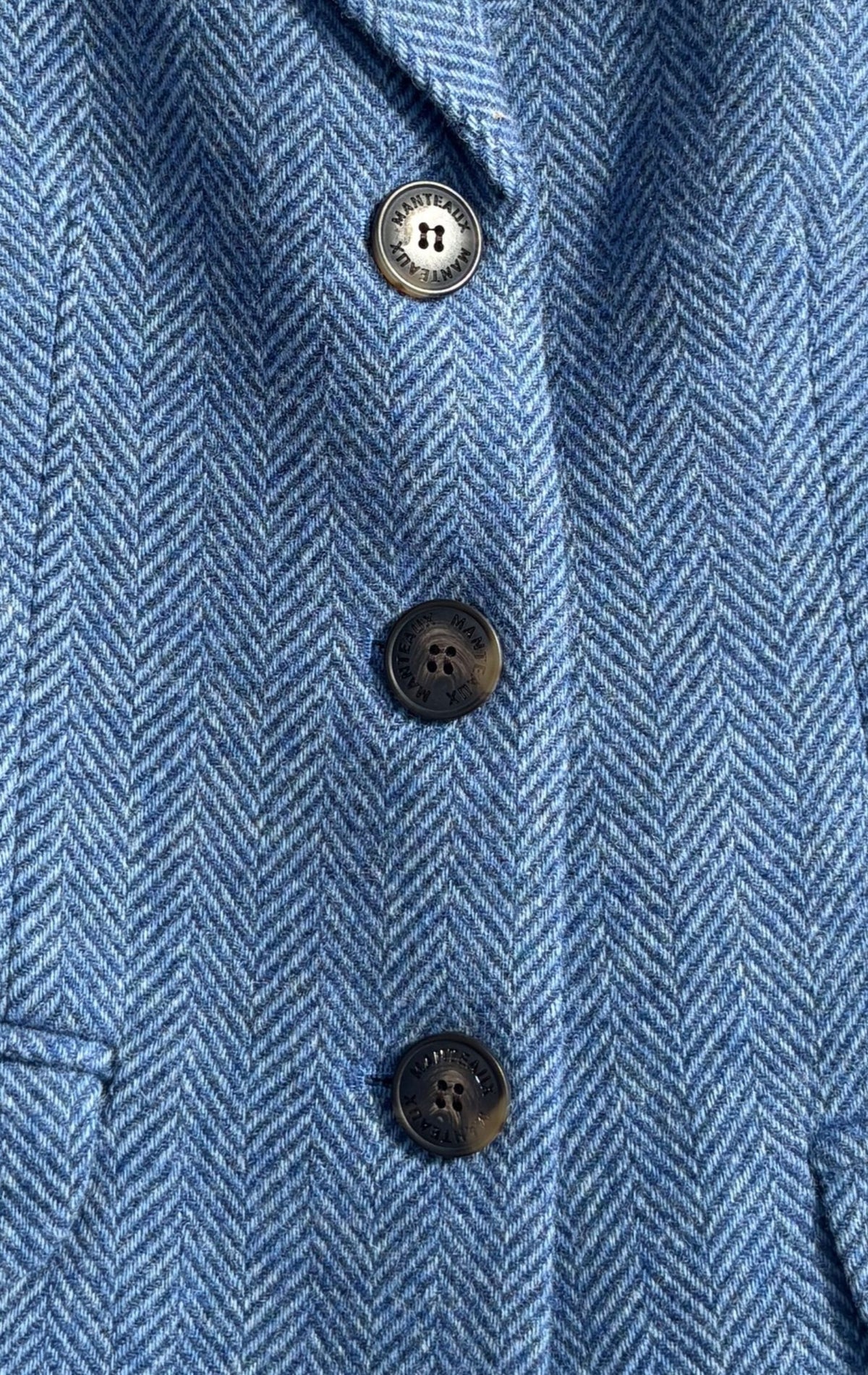 Herringbone Wool Jacket in Sky Blue