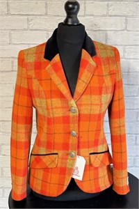 Ladies Tailored Tweed Jacket, Orange Check