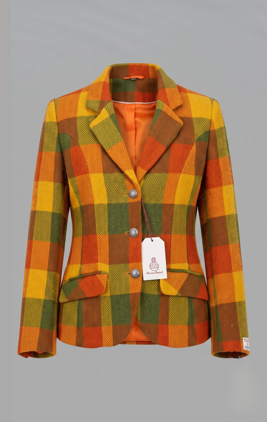 Harris Tweed Tailored Jacket in Orange, Olive & Mustard
