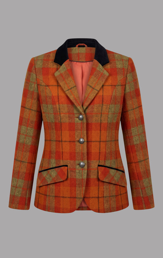 Harris Tweed Tailored Jacket in Orange Check