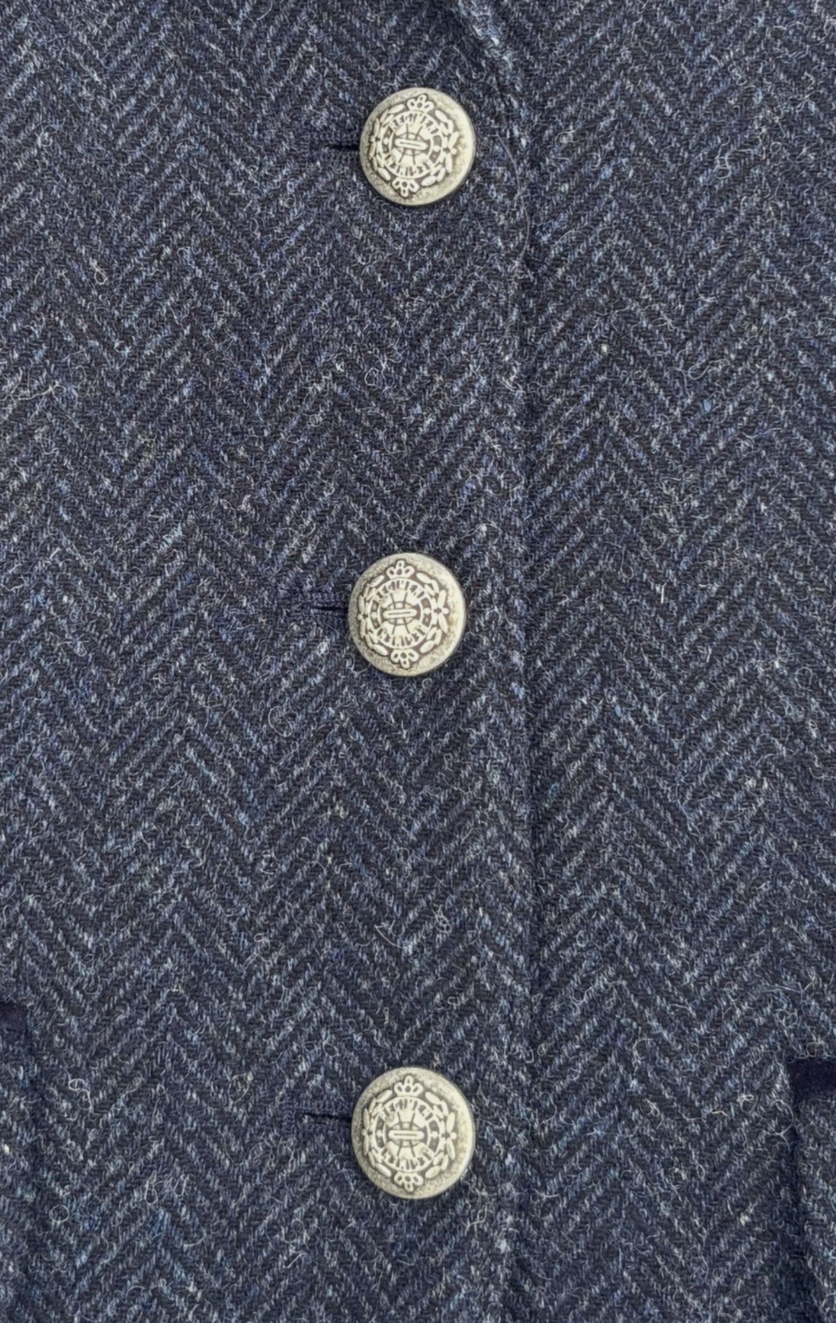 Herringbone Wool Tailored Jacket in Navy