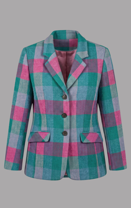 Harris Tweed Jacket in Cerise & Seagrass