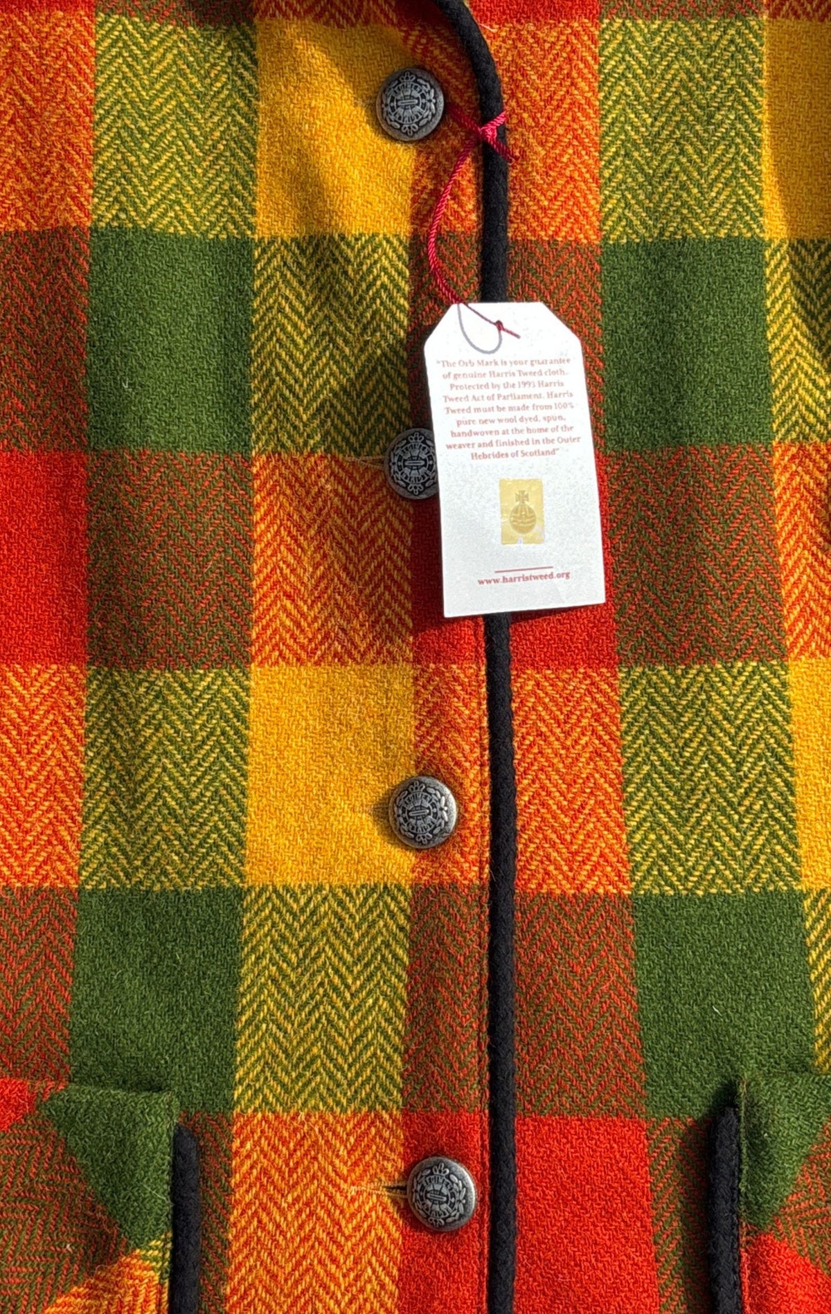 Harris Tweed Iona Coat in Orange, Olive & Mustard