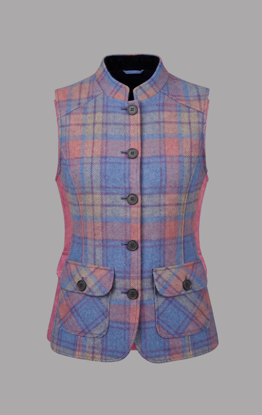 Harris Tweed Gilet in Lavender Check
