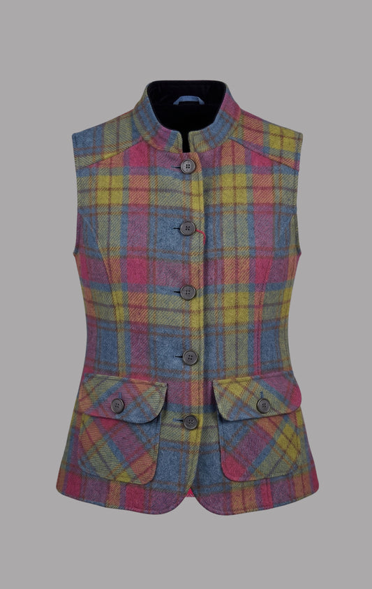 Harris Tweed Gilet in Heather Check