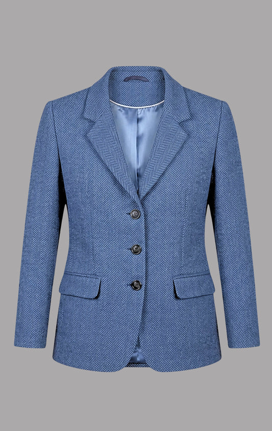 Herringbone Wool Jacket in Sky Blue