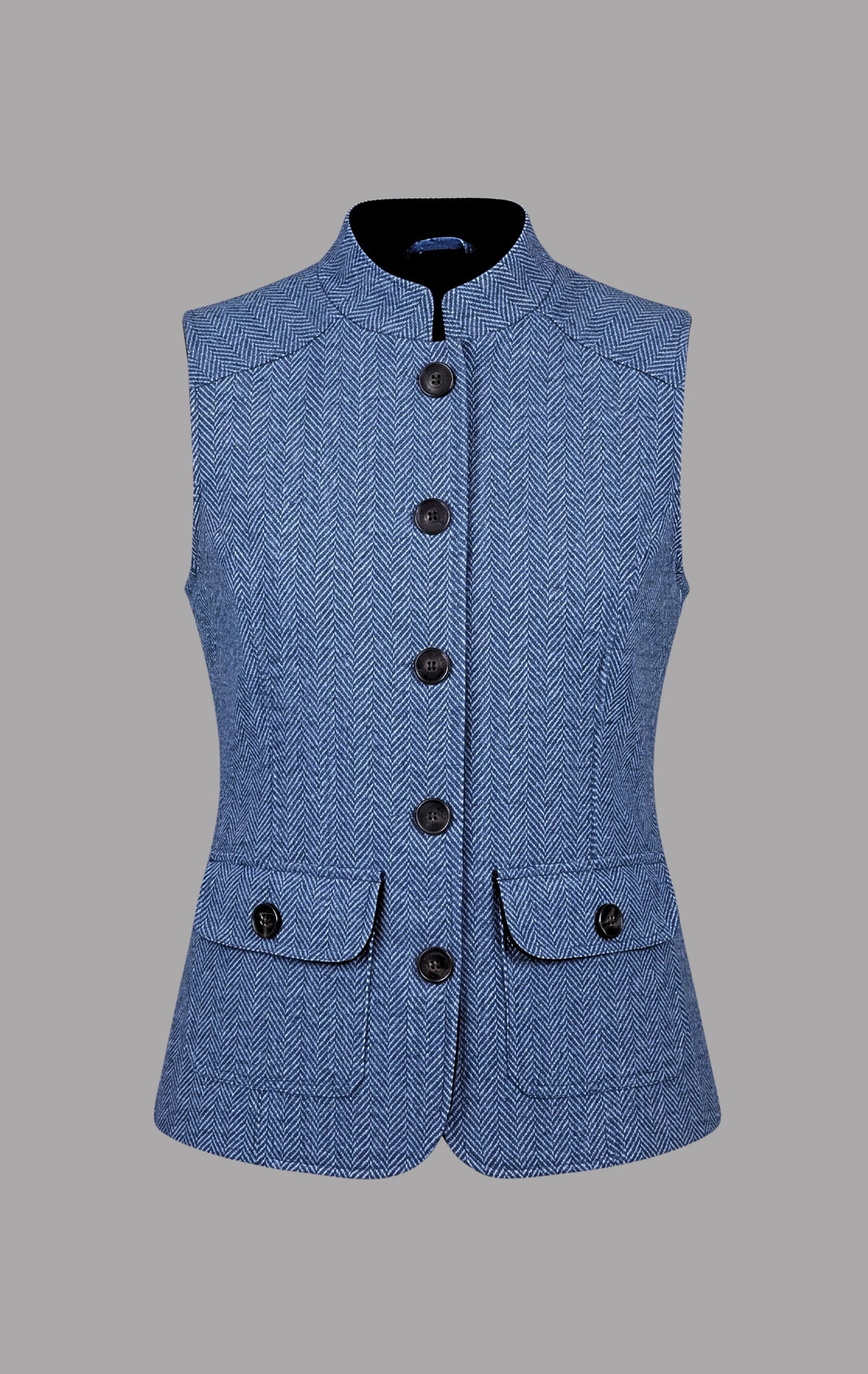 Herringbone Wool Gilet in Sky Blue