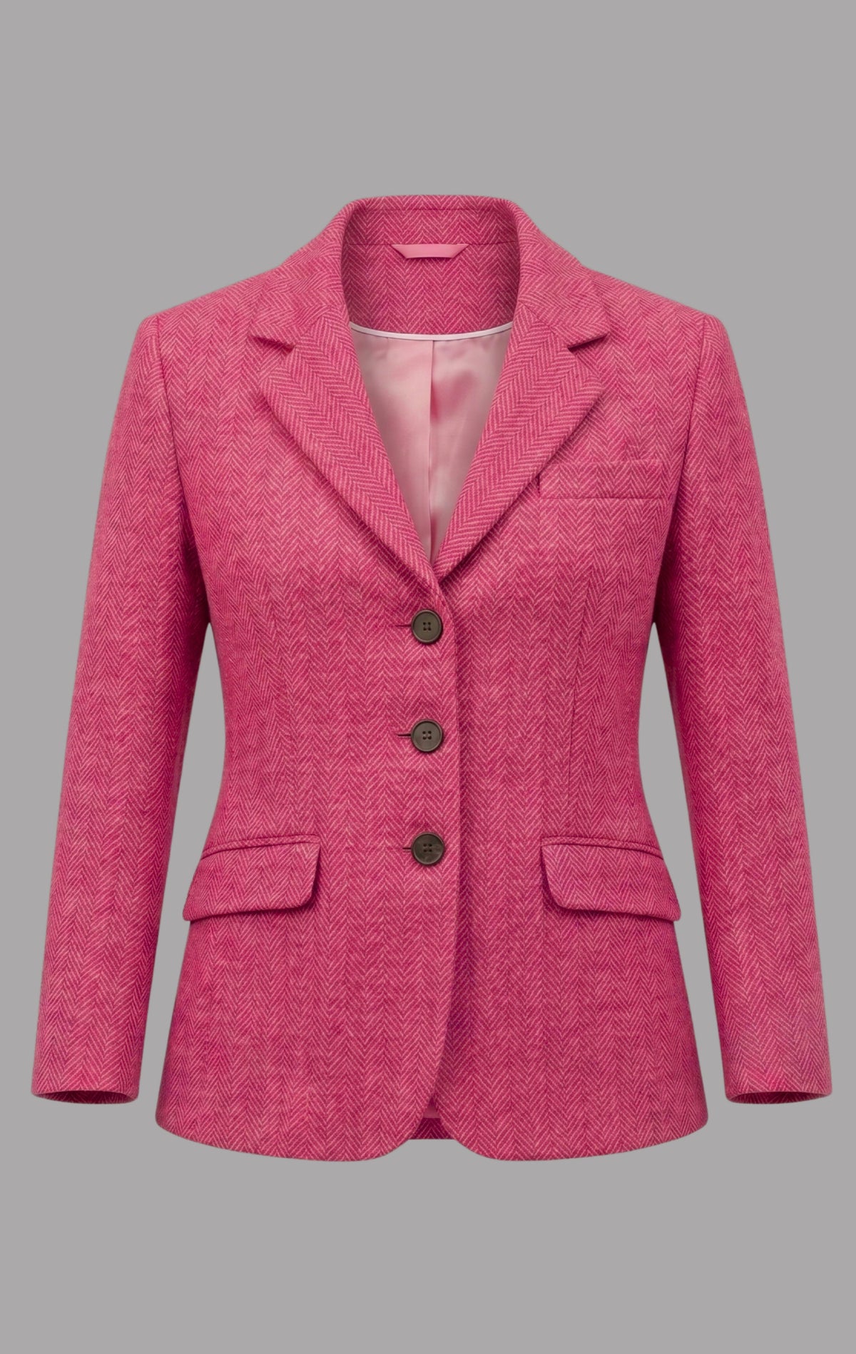 Herringbone Wool Jacket in Hot Pink
