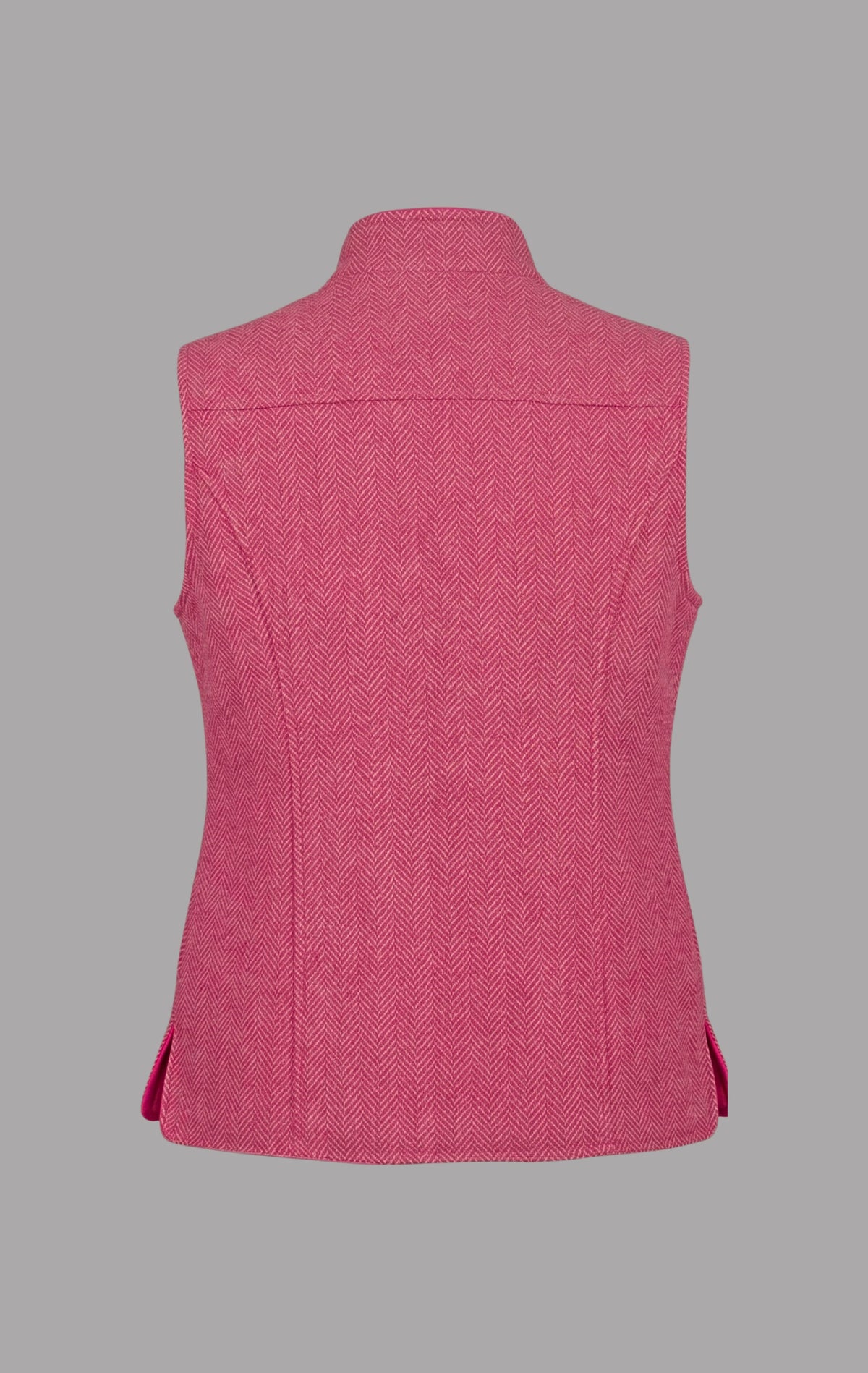 Herringbone Wool Gilet in Hot Pink